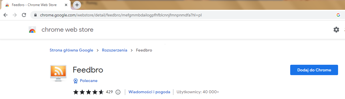 Instalacja dodatku poprzez kliknięcie Dodaj do Chrome